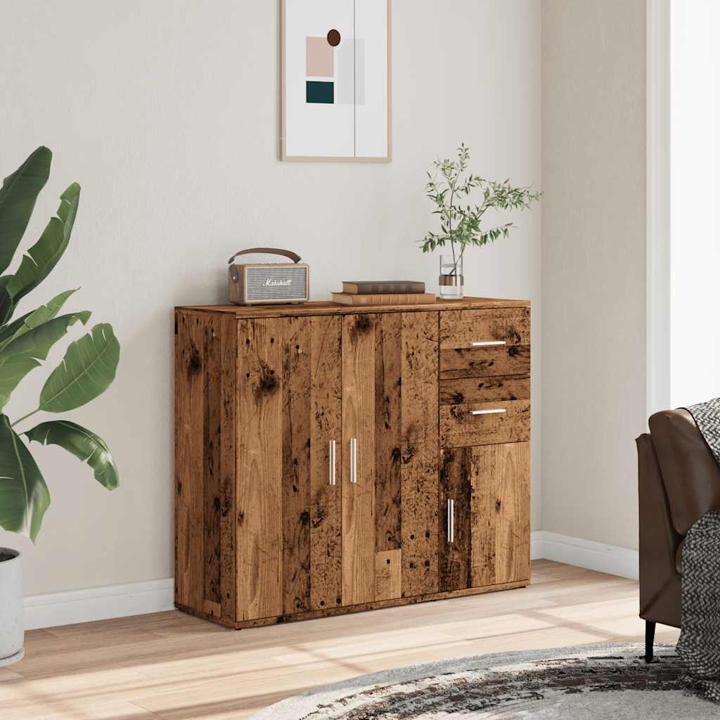 Dressoir 91x29,5x75 cm bewerkt hout oud houtkleurig
