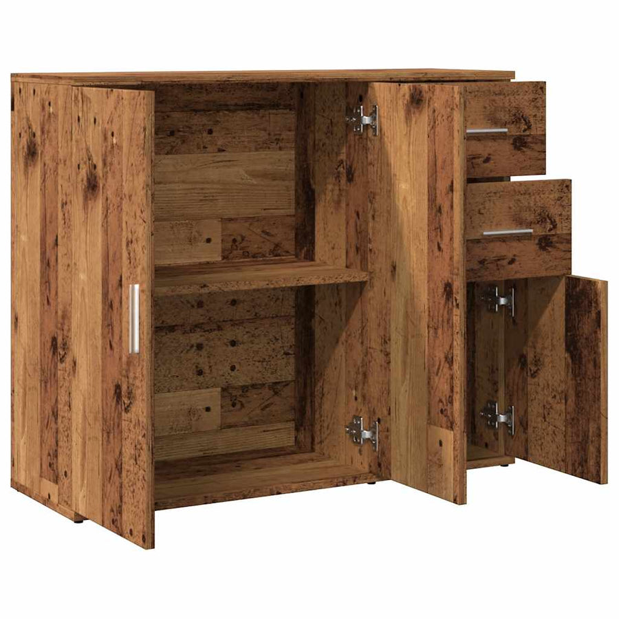 Dressoir 91x29,5x75 cm bewerkt hout oud houtkleurig