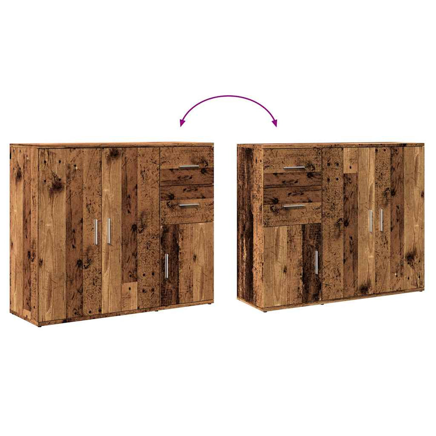 Dressoir 91x29,5x75 cm bewerkt hout oud houtkleurig