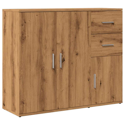 Dressoir 91x29,5x75 cm bewerkt hout artisanaal eikenkleurig