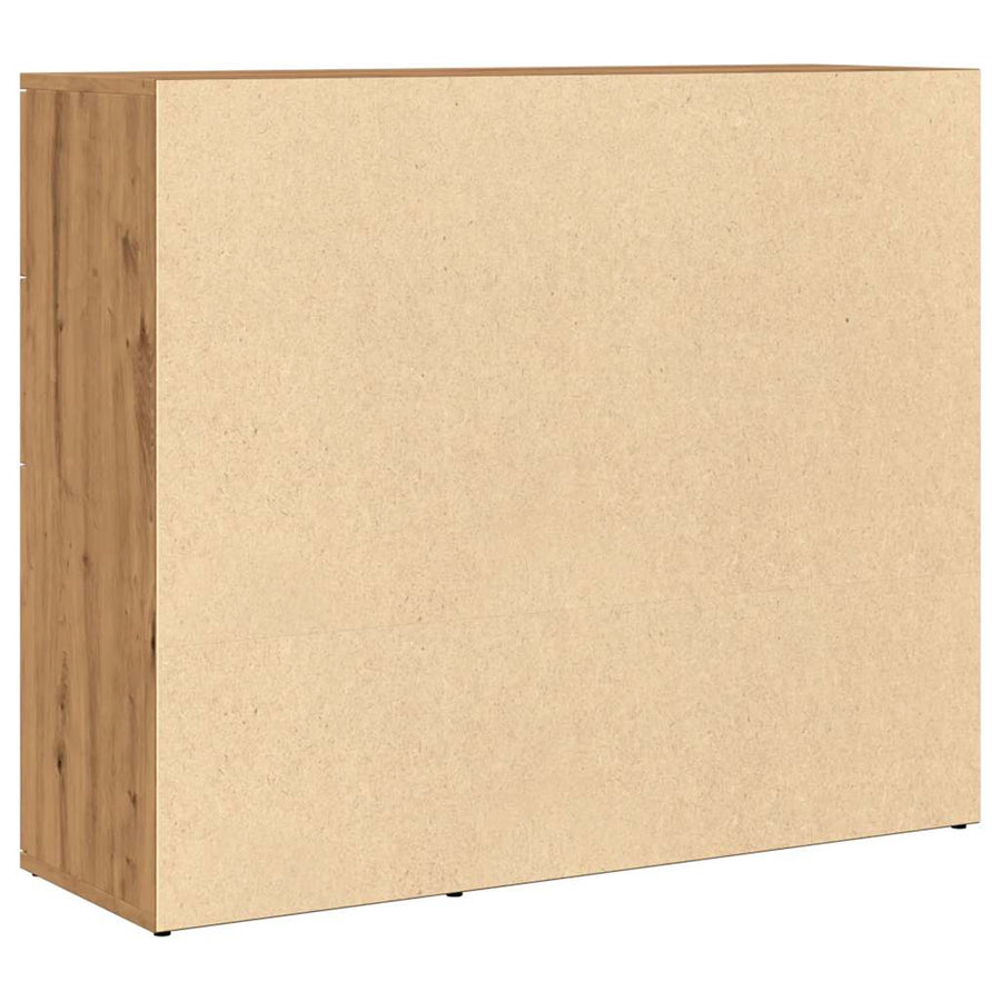 Dressoir 91x29,5x75 cm bewerkt hout artisanaal eikenkleurig