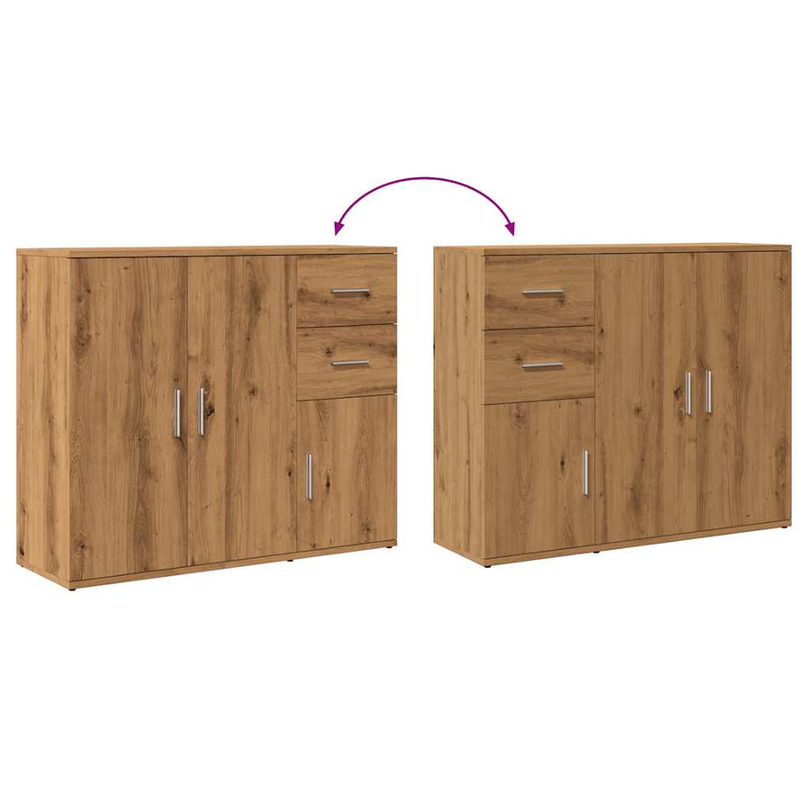 Dressoir 91x29,5x75 cm bewerkt hout artisanaal eikenkleurig