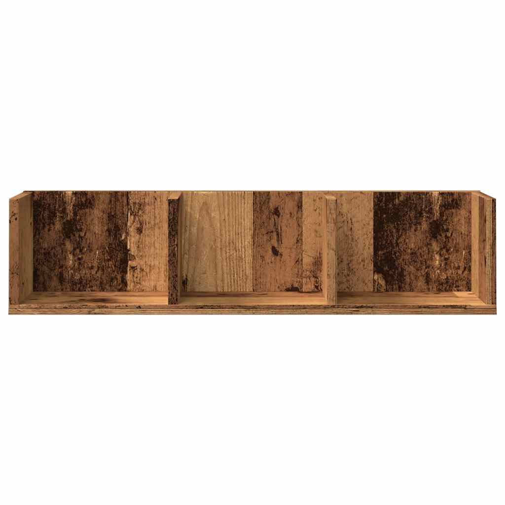 Cd-wandschap 75x18x18 cm bewerkt hout oud houtkleurig