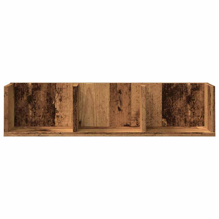 Cd-wandschap 75x18x18 cm bewerkt hout oud houtkleurig