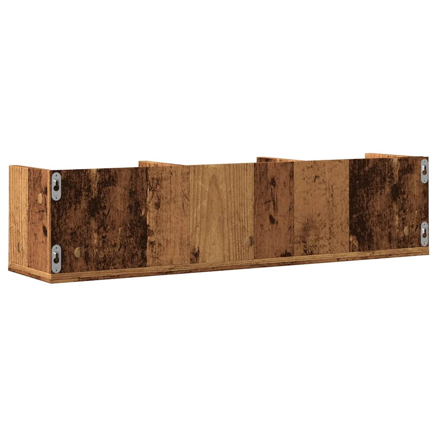 Cd-wandschap 75x18x18 cm bewerkt hout oud houtkleurig