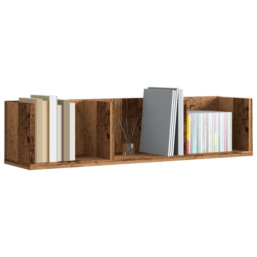 Cd-wandschap 75x18x18 cm bewerkt hout oud houtkleurig