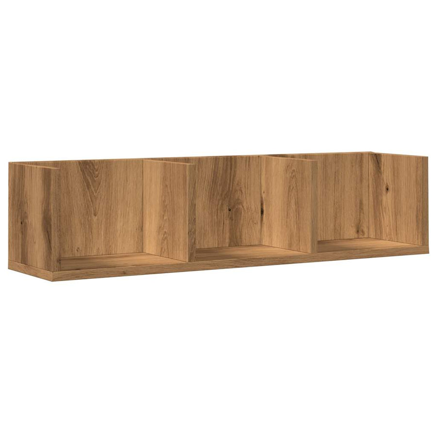 CD-wandschap 75x18x18 cm bewerkt hout artisanaal eikenkleurig