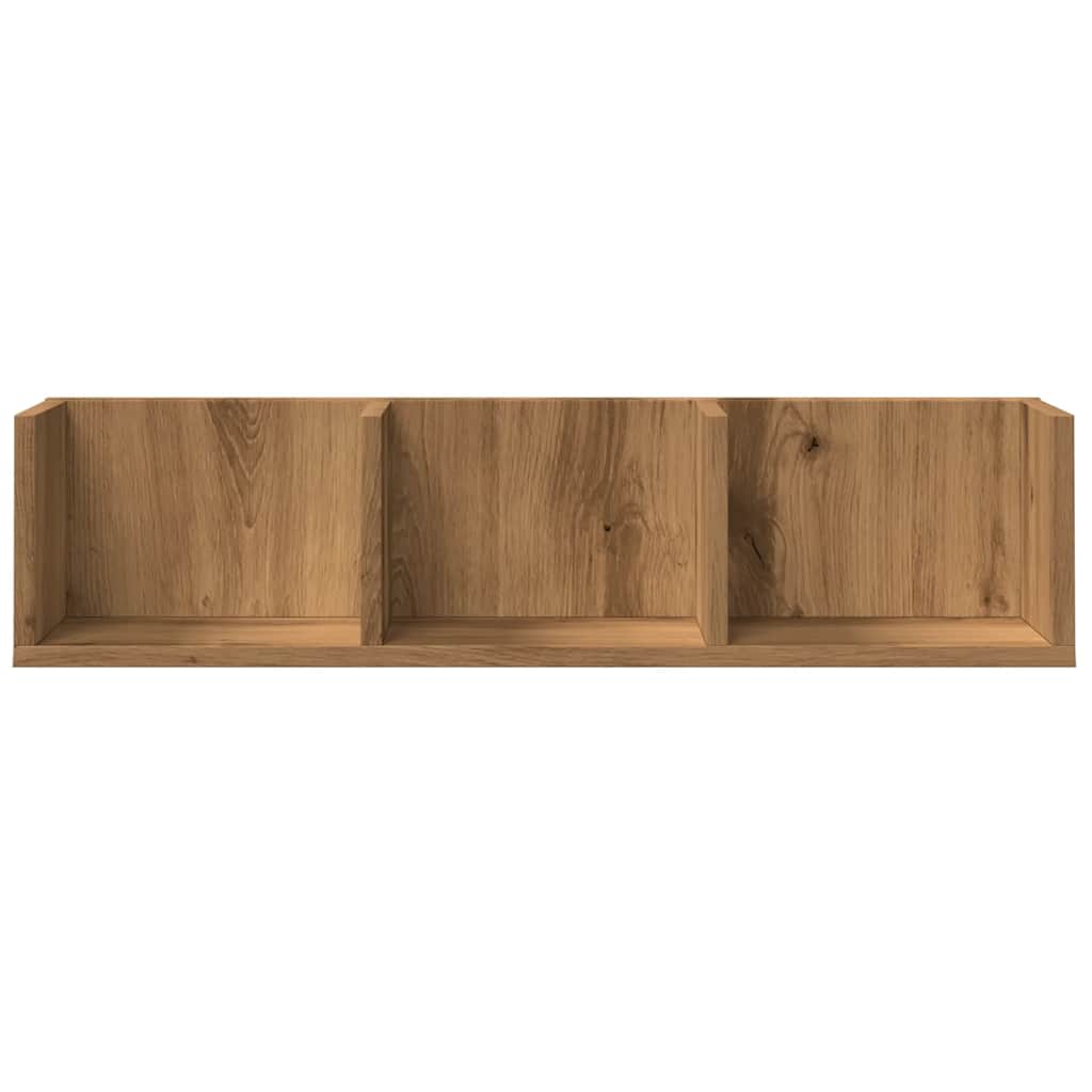 CD-wandschap 75x18x18 cm bewerkt hout artisanaal eikenkleurig