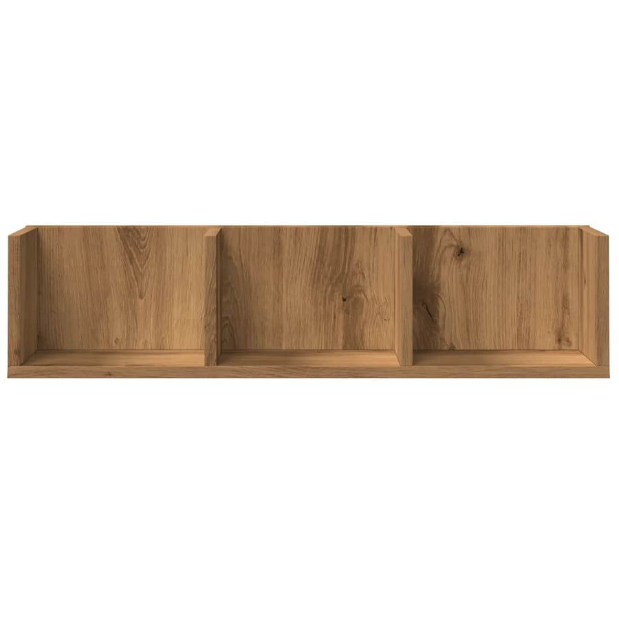 CD-wandschap 75x18x18 cm bewerkt hout artisanaal eikenkleurig