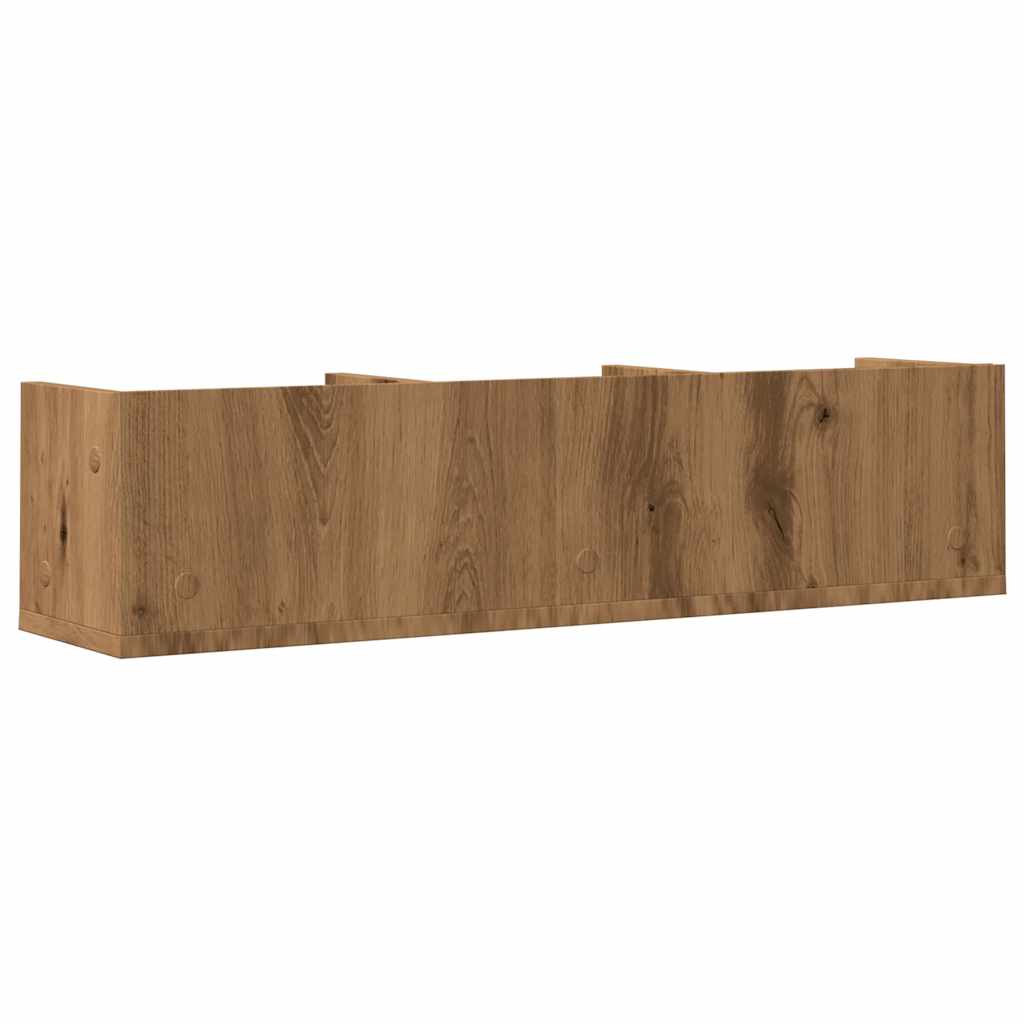 CD-wandschap 75x18x18 cm bewerkt hout artisanaal eikenkleurig