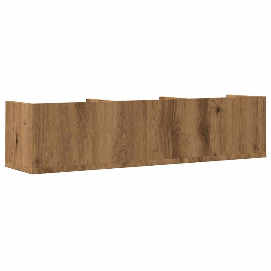 CD-wandschap 75x18x18 cm bewerkt hout artisanaal eikenkleurig