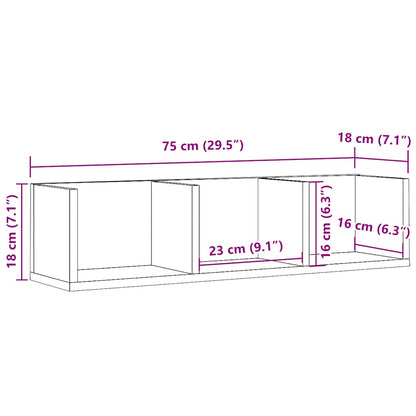 CD-wandschap 75x18x18 cm bewerkt hout artisanaal eikenkleurig