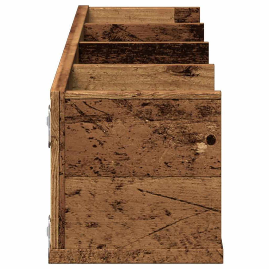 Cd-wandschap 100x18x18 cm bewerkt hout oud houtkleurig