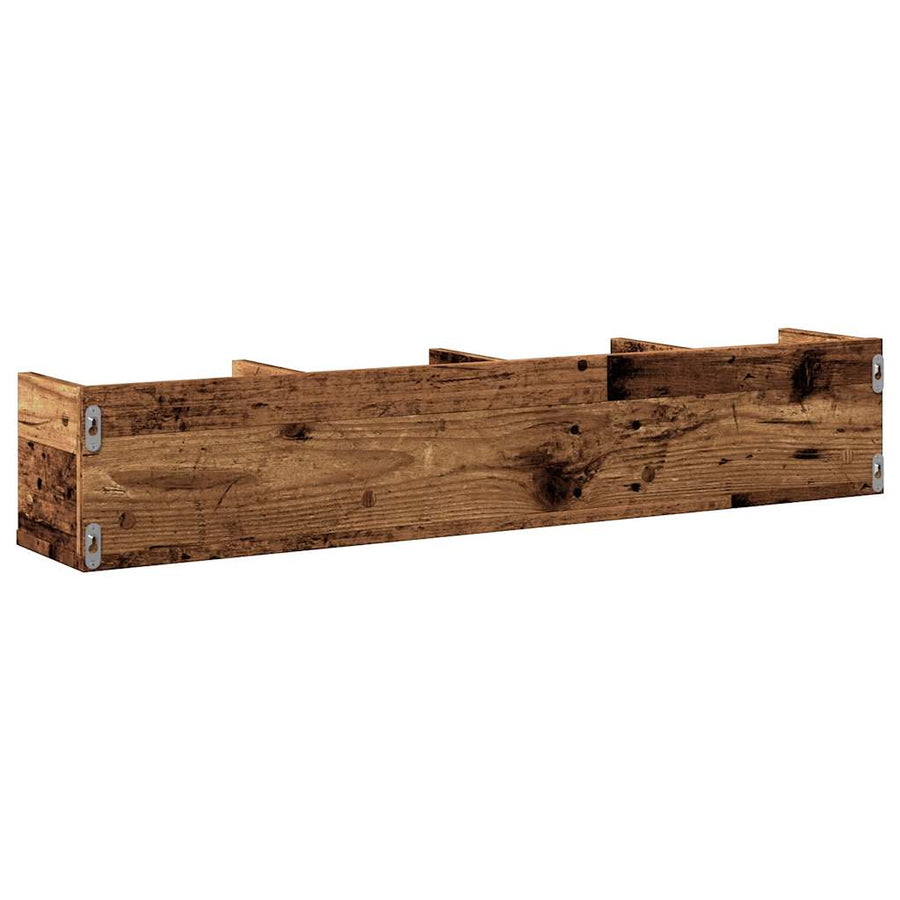 Cd-wandschap 100x18x18 cm bewerkt hout oud houtkleurig