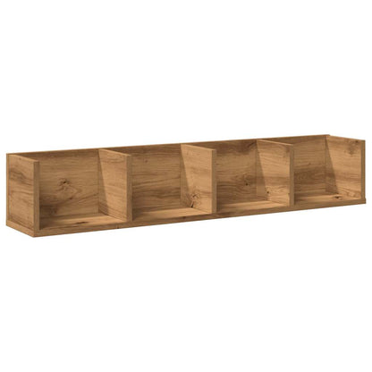 CD-wandschap 100x18x18 cm bewerkt hout artisanaal eikenkleurig