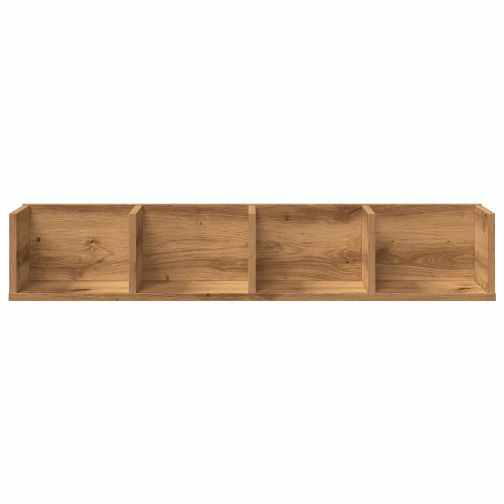 CD-wandschap 100x18x18 cm bewerkt hout artisanaal eikenkleurig