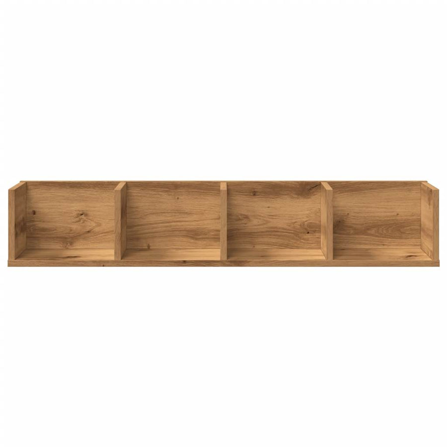 CD-wandschap 100x18x18 cm bewerkt hout artisanaal eikenkleurig