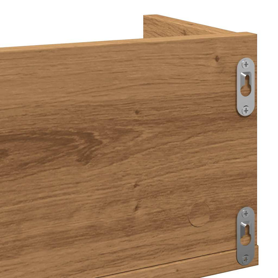 CD-wandschap 100x18x18 cm bewerkt hout artisanaal eikenkleurig