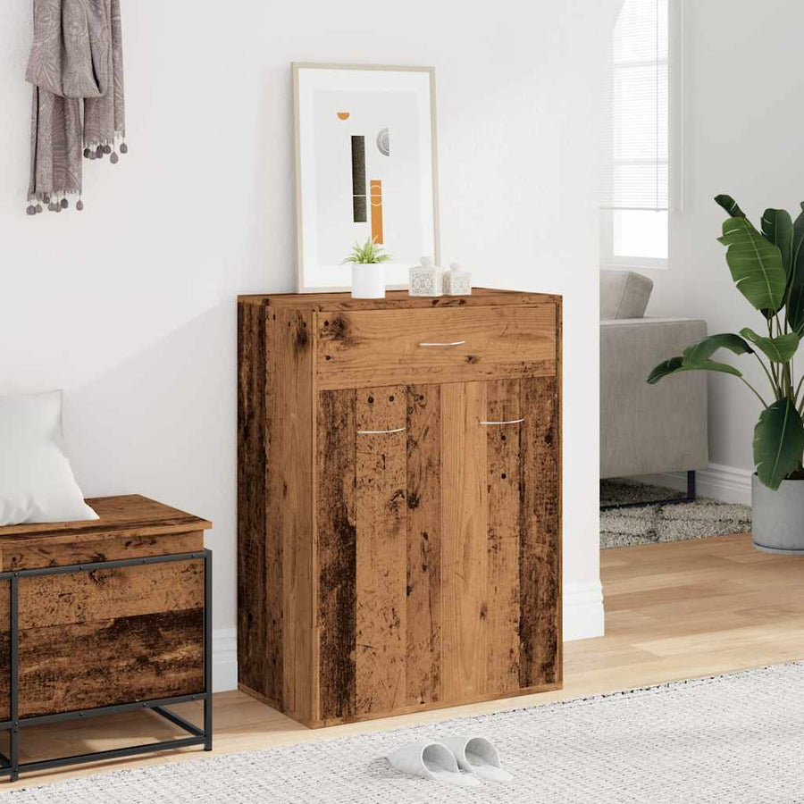 Schoenenkast 60x35x84 cm bewerkt hout oud houtkleurig
