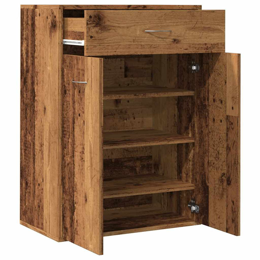 Schoenenkast 60x35x84 cm bewerkt hout oud houtkleurig