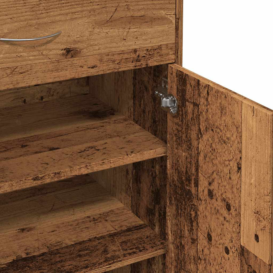Schoenenkast 60x35x84 cm bewerkt hout oud houtkleurig