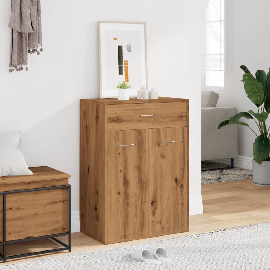 Schoenenkast 60x35x84 cm bewerkt hout artisanaal eikenkleur