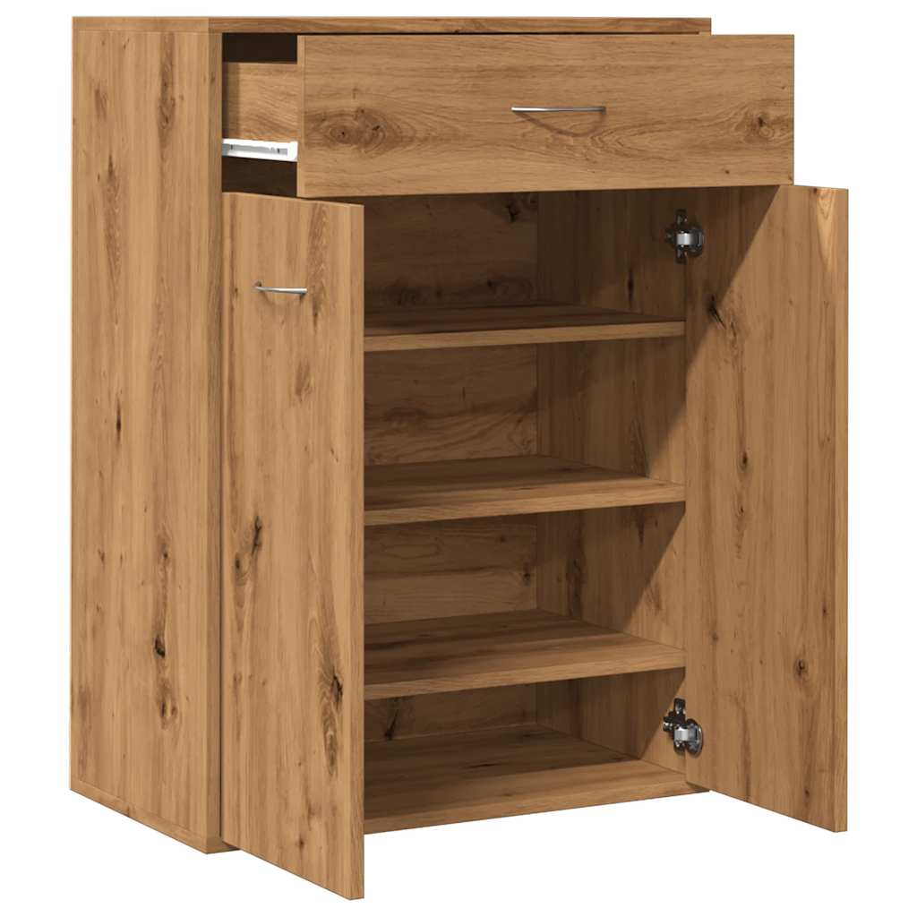 Schoenenkast 60x35x84 cm bewerkt hout artisanaal eikenkleur