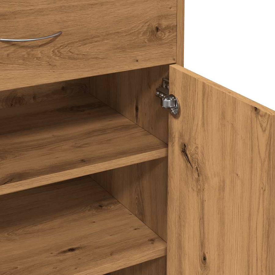 Schoenenkast 60x35x84 cm bewerkt hout artisanaal eikenkleur