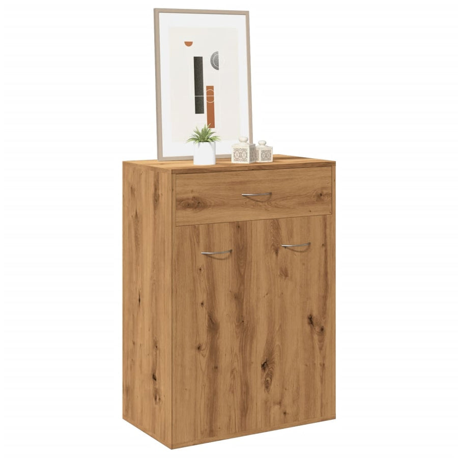 Schoenenkast 60x35x84 cm bewerkt hout artisanaal eikenkleur