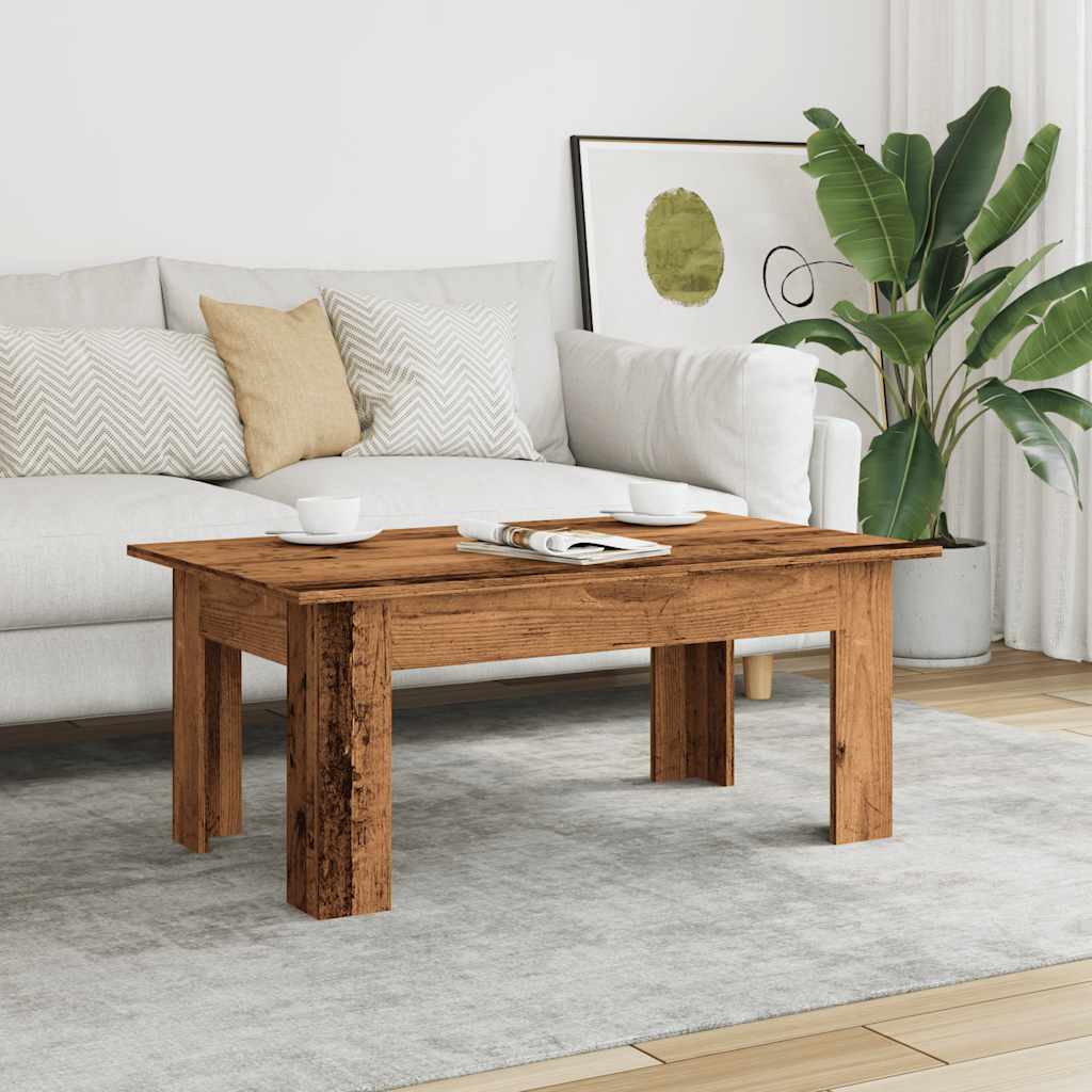 Salontafel 100x60x42 cm bewerkt hout oud houtkleurig