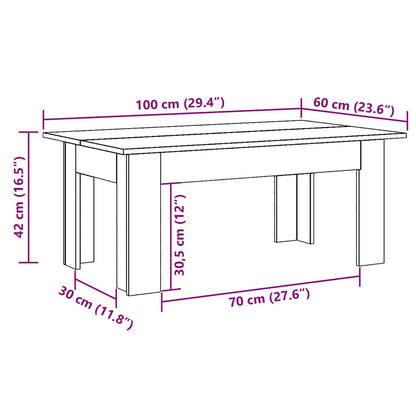 Salontafel 100x60x42 cm bewerkt hout oud houtkleurig