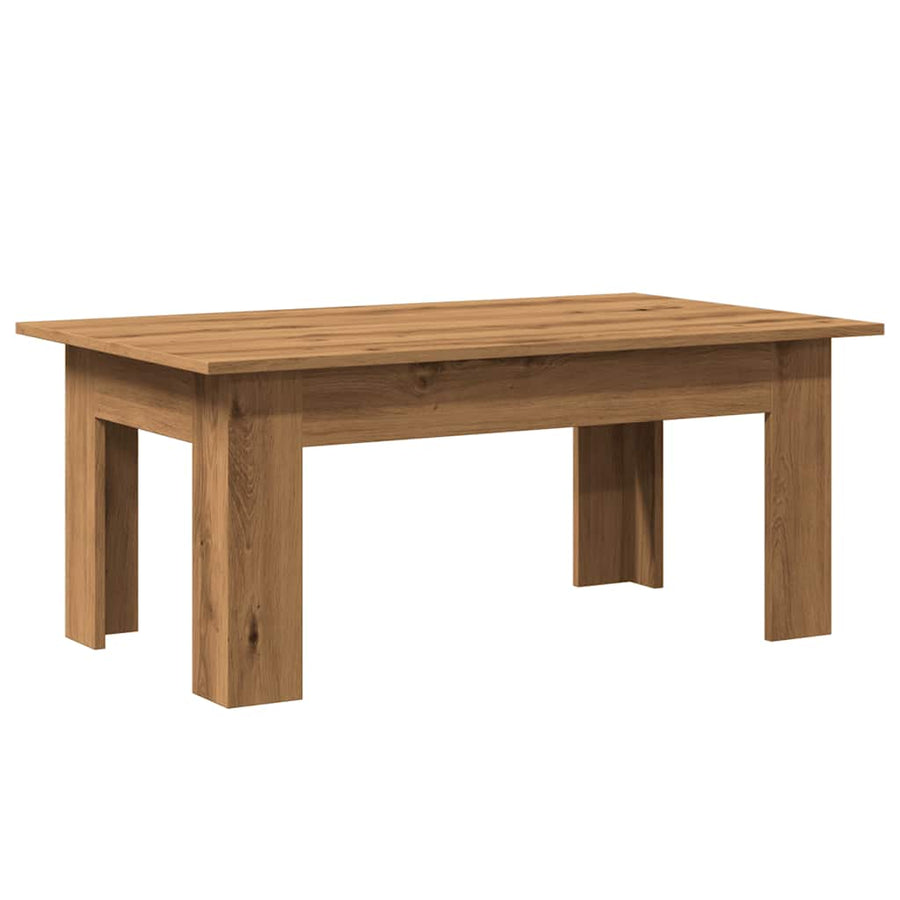 Salontafel 100x60x42 cm bewerkt hout artisanaal eikenkleur