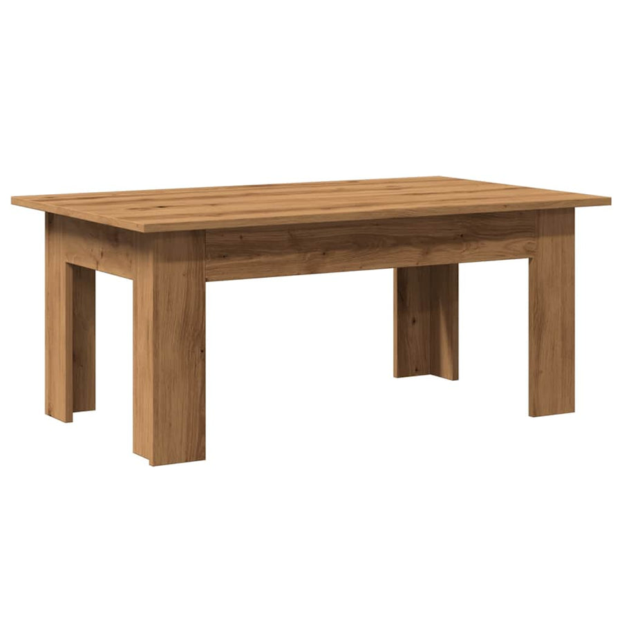 Salontafel 100x60x42 cm bewerkt hout artisanaal eikenkleur