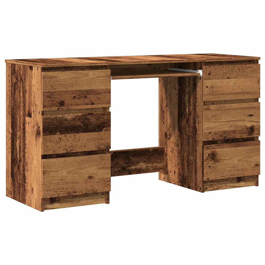 Schrijftafel 140x50x77 cm bewerkt hout oud houtkleurig