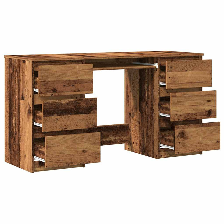 Schrijftafel 140x50x77 cm bewerkt hout oud houtkleurig