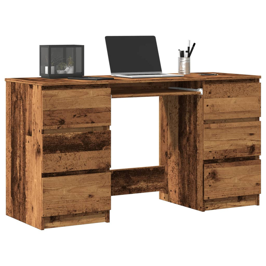 Schrijftafel 140x50x77 cm bewerkt hout oud houtkleurig