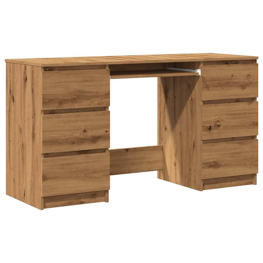 Bureau 140x50x77 cm bewerkt hout artisanaal eikenkleur