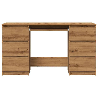 Bureau 140x50x77 cm bewerkt hout artisanaal eikenkleur