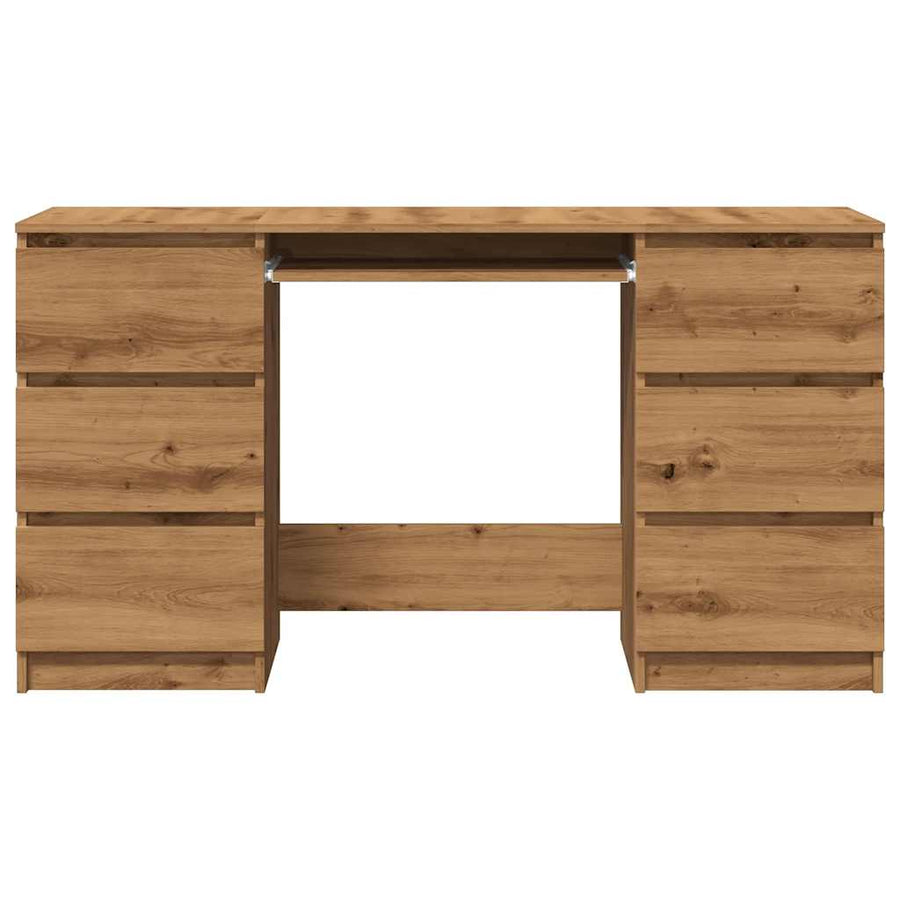 Bureau 140x50x77 cm bewerkt hout artisanaal eikenkleur