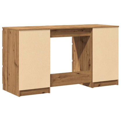 Bureau 140x50x77 cm bewerkt hout artisanaal eikenkleur