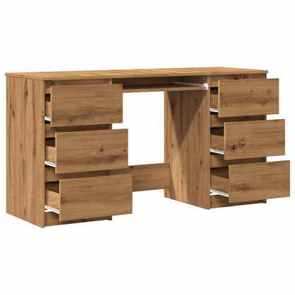 Bureau 140x50x77 cm bewerkt hout artisanaal eikenkleur
