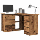 Corner desk 145x100x76 cm treated old wood-colored