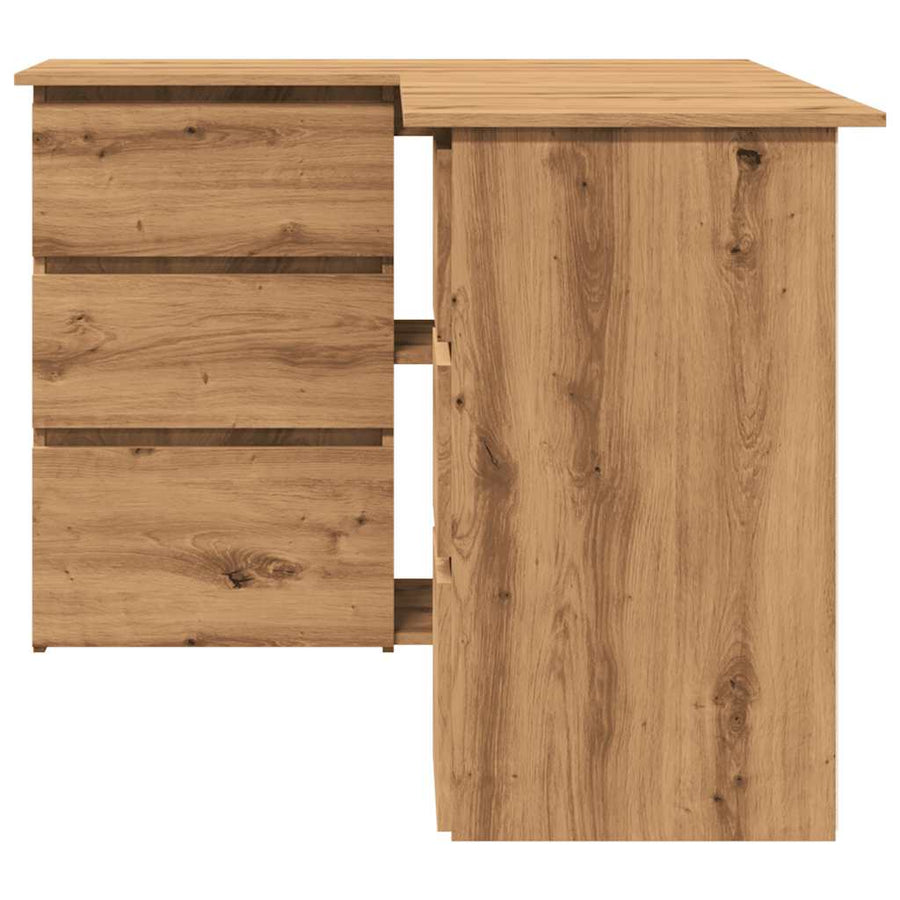 Hoekbureau 145x100x76 cm bewerkt hout artisanaal eikenkleur