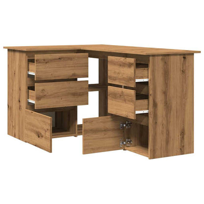 Hoekbureau 145x100x76 cm bewerkt hout artisanaal eikenkleur