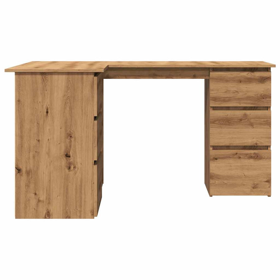Hoekbureau 145x100x76 cm bewerkt hout artisanaal eikenkleur