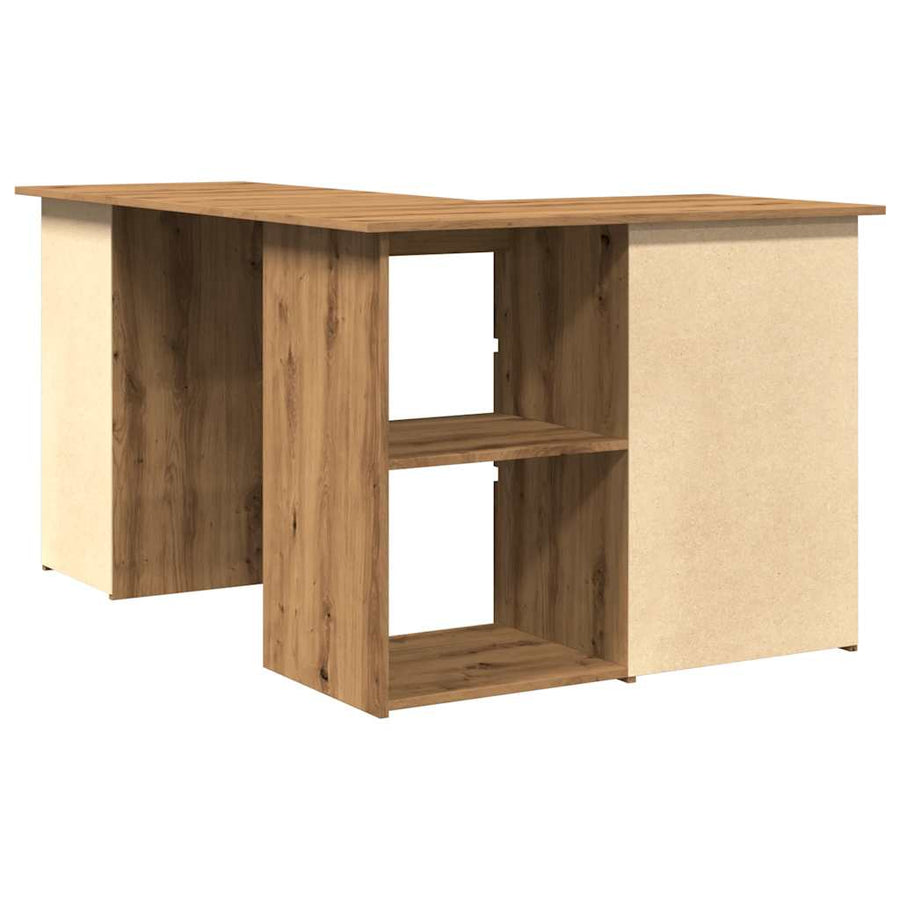 Hoekbureau 145x100x76 cm bewerkt hout artisanaal eikenkleur
