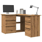 Corner desk 145x100x76 cm treated wood artisanal oak color