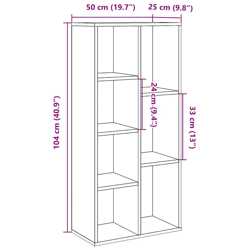 Boekenkast 50x25x104 cm artisanaal eikenkleur