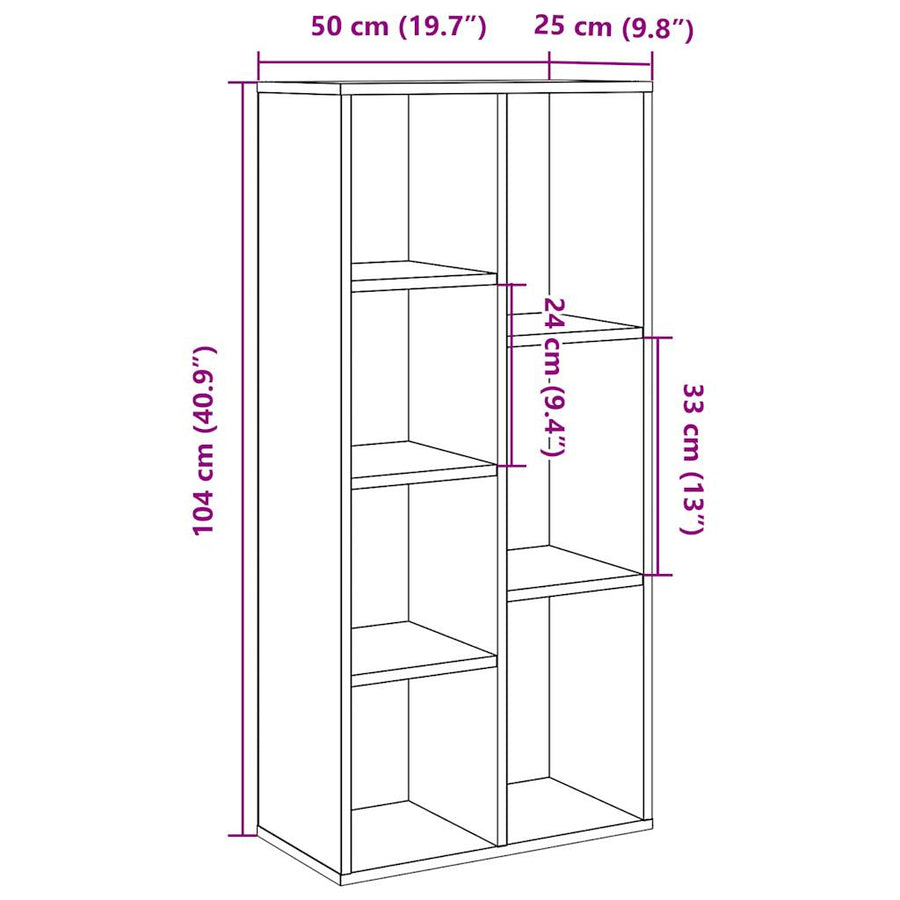 Boekenkast 50x25x104 cm artisanaal eikenkleur