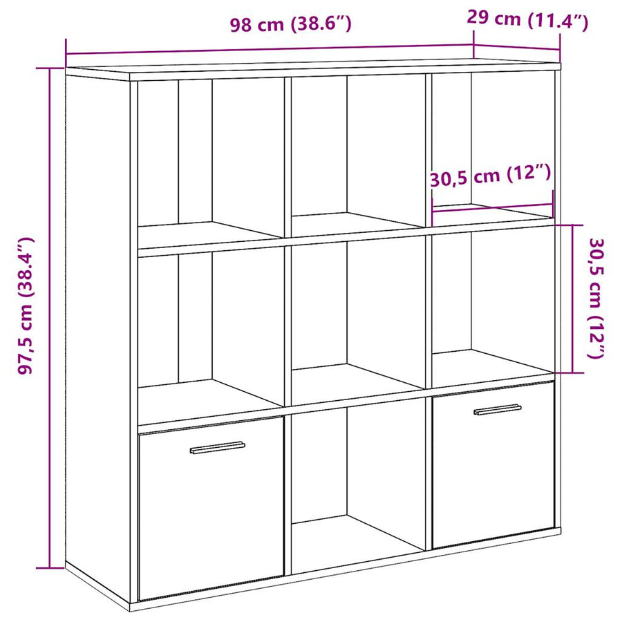 Boekenkast 98x29x97,5 cm bewerkt hout oud houtkleurig